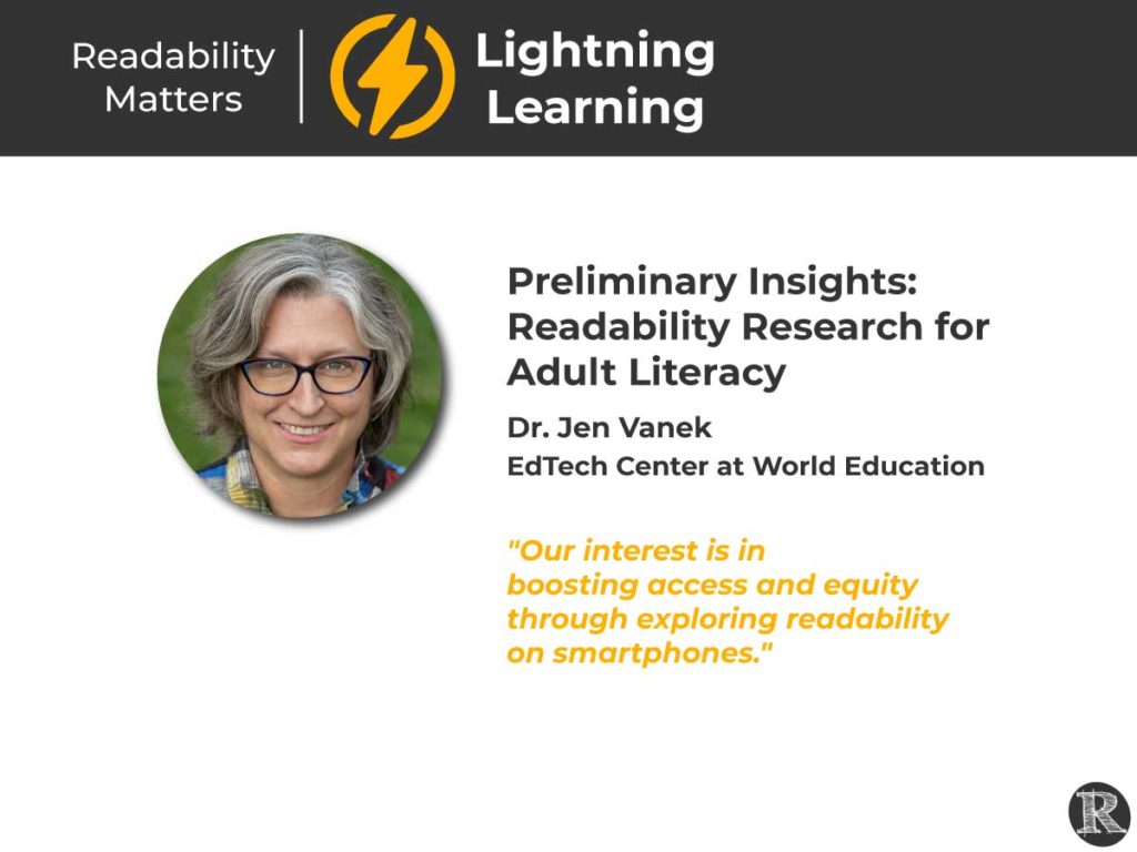 Lightning Learning: Preliminary Insights - Readability Research for Adult Literacy