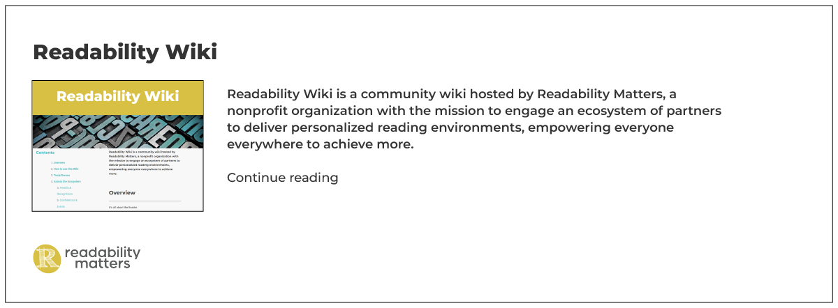 Link to Readability Wiki