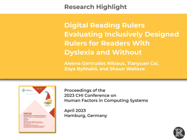 Digital Reading Rulers Evaluating Inclusively Designed Rulers for Readers With Dyslexia and Without, CHI'23