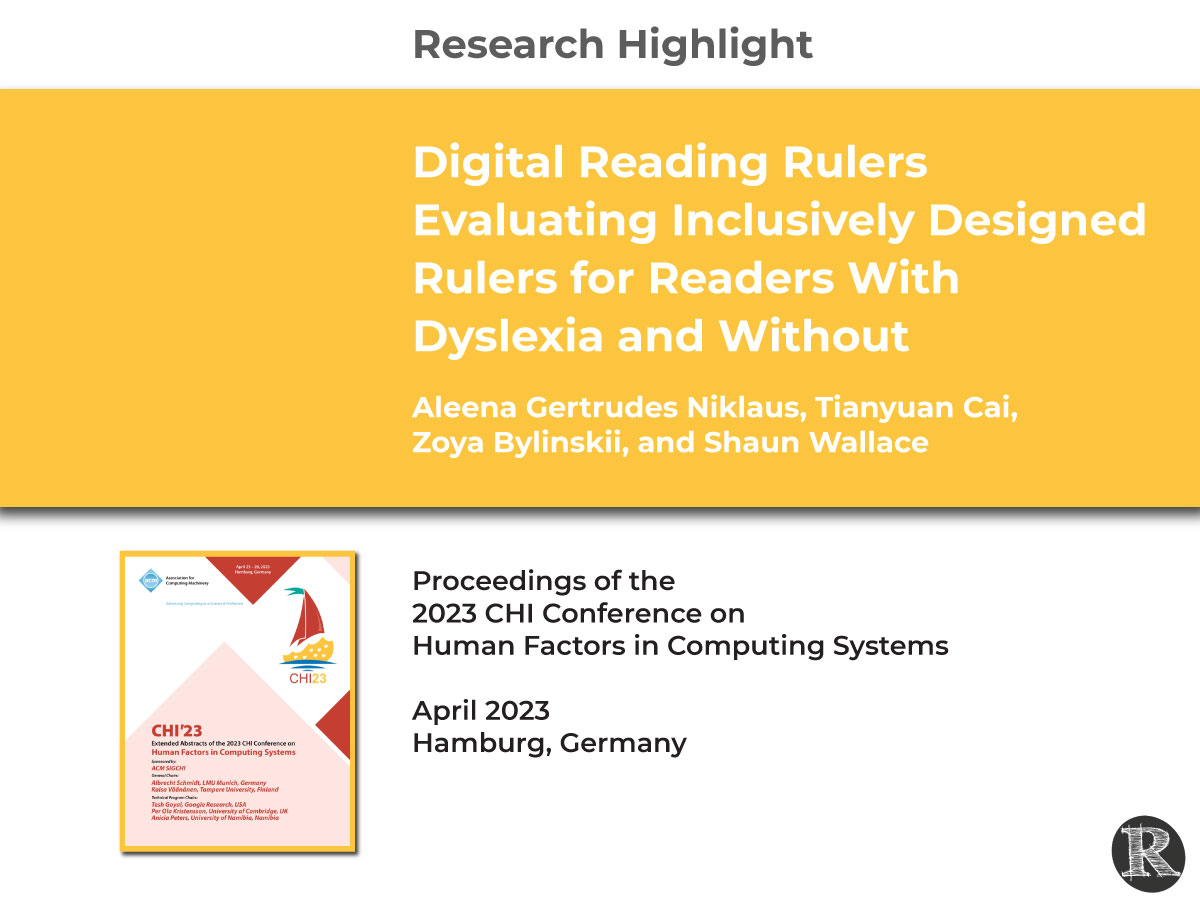 Digital Reading Rulers Evaluating Inclusively Designed Rulers for Readers With Dyslexia and Without, CHI'23