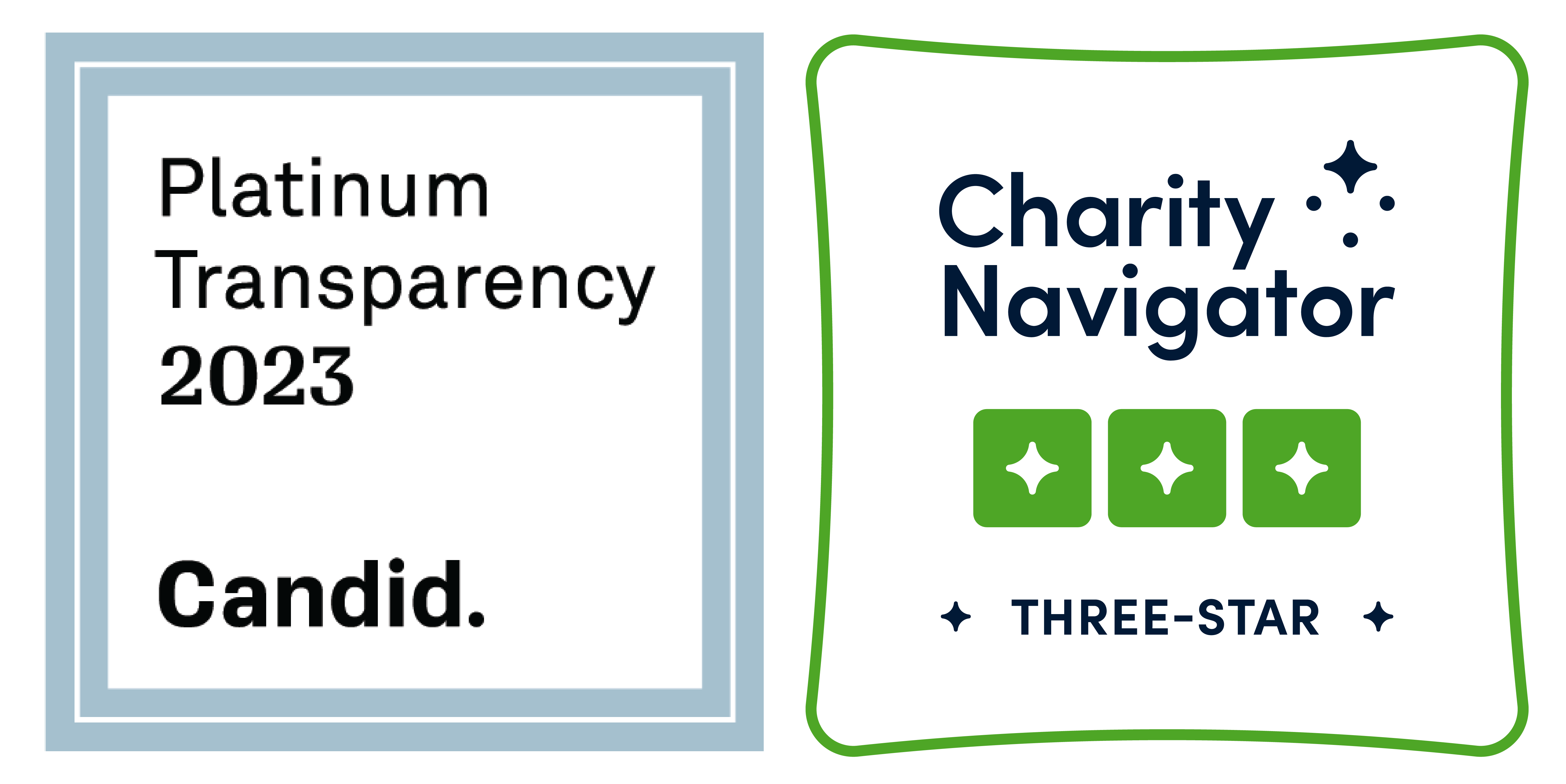 Candid Platinum Transparency 2023 and Charity Navigator three-star