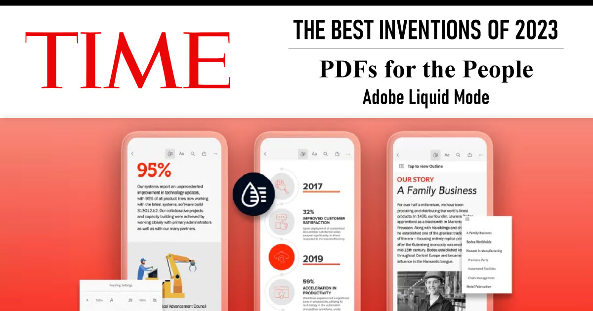 TIME Magazine, Best Inventions of 2023: PDFs for the People, Adobe Liquid Mode