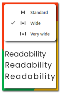 Google Reading Mode - Letter spacing samples