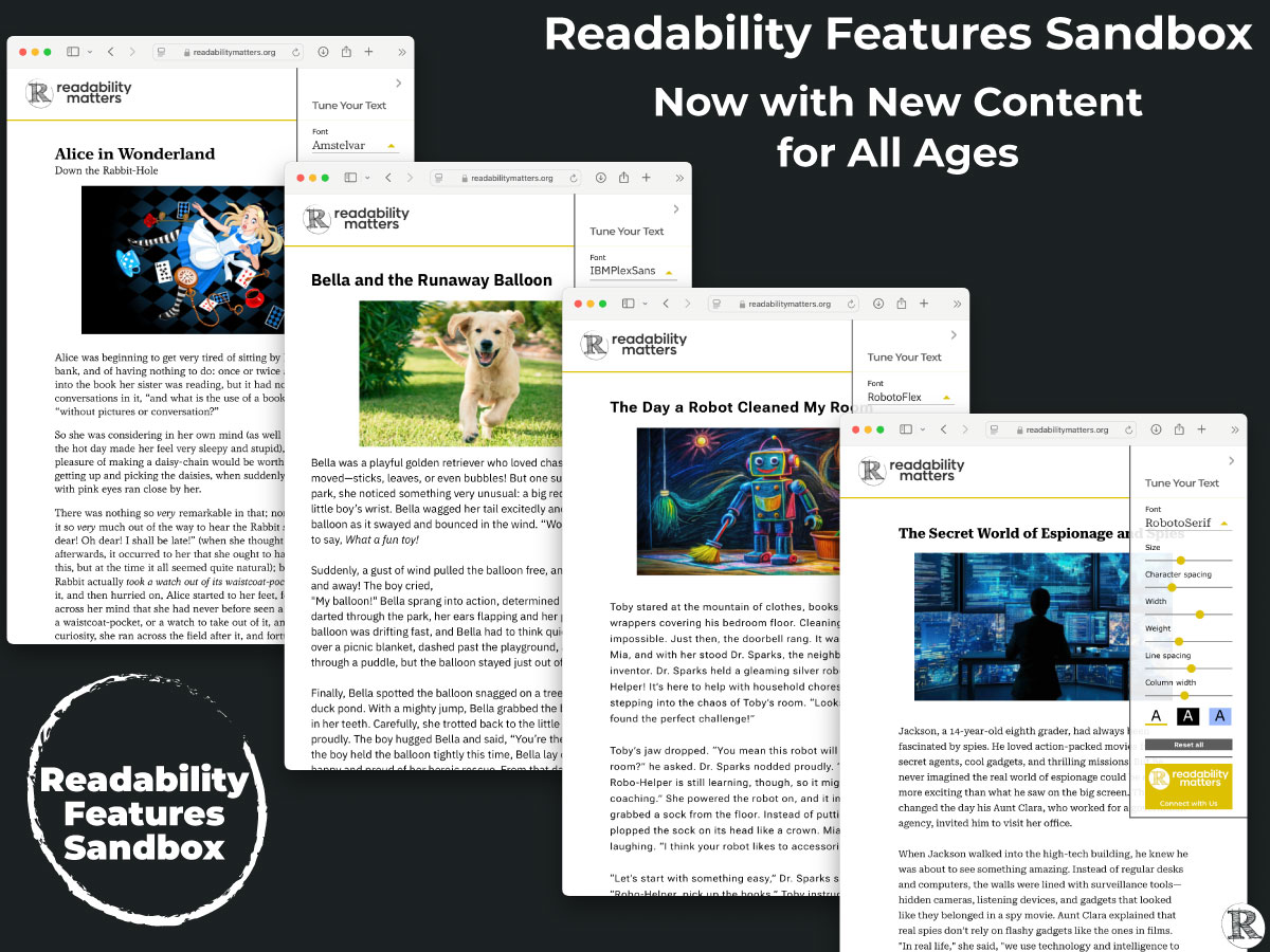 Readability Features Sandbox - Now with New Content for All Ages